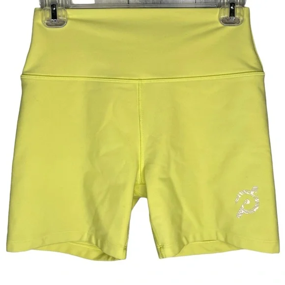 Peloton bike shorts yellow women’s size small high waist workout pants cycling - Picture 2 of 4
